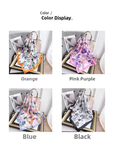 Collage de foulards en soie florale en orange, rose, bleu et noir avec motifs géométriques