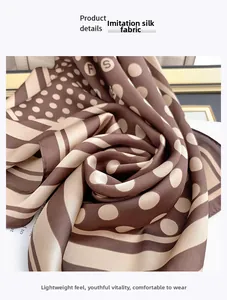 Detailed macro view of faux silk scarf texture with polka dots and stripe patterns