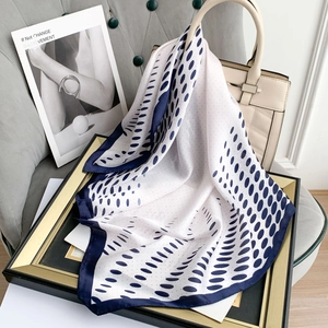 Women Contrast Color Polka Dot Square Satin Scarf Elegant Silk-Like Head Scarf Chic Neck Scarf Bag Ribbon Hair Scarf