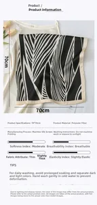 Detailed view of 70x70cm polyester square scarf with black and white zebra print
