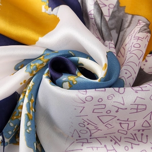 Artistic oil painting style floral print scarf with silky texture and vibrant patterns