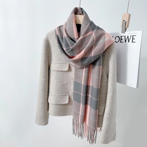 British Vintage Plaid Scarf For Women Winter Warm Imitation Cashmere Shawl Elegant Geometric Lattice Scarf With Tassels