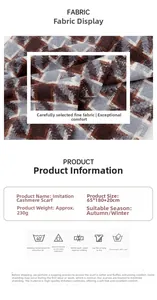 Detailed view of the houndstooth cashmere-like fabric texture and product specifications