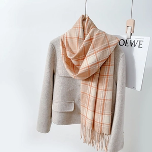 Women Plaid Tassel Scarf Winter Warm Polyester Cashmere Feeling Wrap Shawl Large Soft Classic Grid Neck Warmer Fashion Accessories