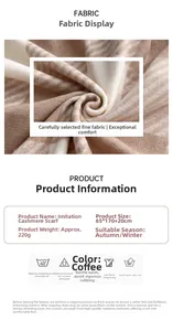 Detail showing soft cashmere-like fabric texture and dimensions of the plaid winter scarf