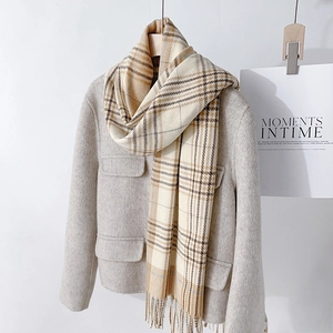 Damen Klassisch Karomuster Quasten Schal Winter Warm Weich Polyester Pashmina Umhang Mode Kariert Lang Halswärmer Zubehör