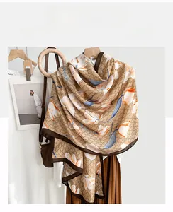 Macro view of floral print shawl with tulip patterns and geometric interlocking motifs