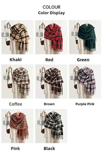 Detailed catalog of classic plaid tassel scarves in eight elegant color variations