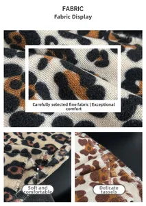Gros plan sur le tissu de l'écharpe léopard montrant la maille douce et les franges