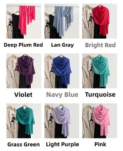 Nine-color collection of breathable cotton linen scarves with natural fringe and soft textures