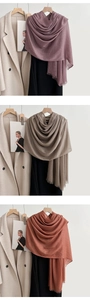 Lightweight cotton linen scarves in purple, grey, and red with frayed fringe details