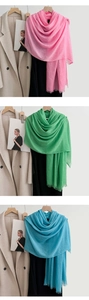 Detailed view of lightweight cotton-linen scarves with fringe edges and wrinkled texture