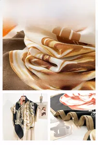 Detail of floral silk scarf showing herringbone texture and refined edge stitching
