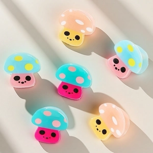 Mini bunte Cartoon Pilz Haarklammern aus Harz mit süßen Punkten für Mädchen