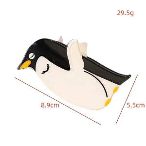 Pince à cheveux ludique en forme de pingouin noir et blanc pour coiffures de fête