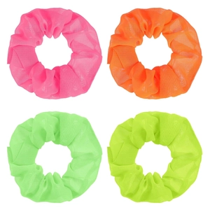 Neon Chiffon Scrunchies Solid Color Elastic Hair Bands Ruffled Hair Ties Soft Organza Ponytail Holder For Women Girls Hair Accessories