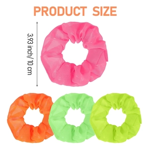 Neon chiffon scrunchies set with 10cm diameter measurement for ponytail hair ties