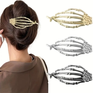 Pince À Cheveux Main De Squelette En Métal Punk Gothique Accessoires De Cheveux En Alliage Pour Femme Halloween Fête Style Sombre