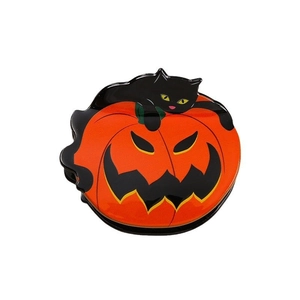 Pince à cheveux Halloween avec chat noir et citrouille pour coiffure de fête