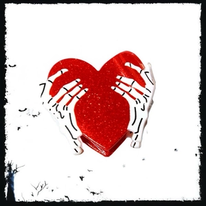 Halloween Mano di Scheletro Cuore Pinza per Capelli Brillantini Gotico Punk Cuore Rosso Mano Fantasma Verde Accessori Donna