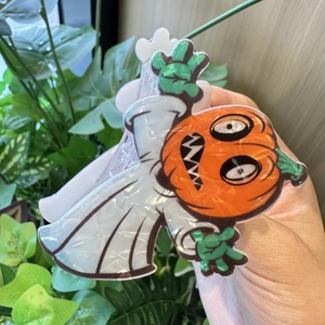 Halloween Kürbis Geist Haarklammer aus Acryl mit festlichem Cartoon-Design für Haare