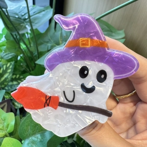 Halloween Ghost Witch Hat Hair Claw Clip Cute Acetate Shark Clip Hair Accessories For Women Girls Party Decorative Hair Clips