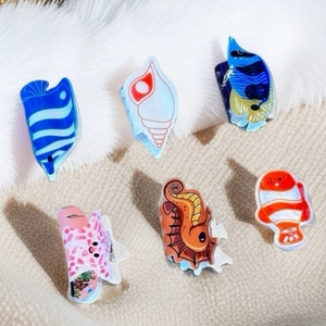 Cute Ocean Sea Creature Hair Claw Clips PVC Starfish Shell Seahorse Tropical Fish Shark Clips For Women Girls Headwear