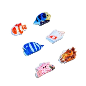 6-piece set of ocean-themed hair claws featuring starfish shell and sea animal designs