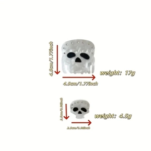 Skull hair claw clip with rhinestones in cream white, sizes 4.5cm and 2.5cm shown