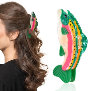 Simulation Trout Hair Claw Clip Acetate Fiber Fish Shaped Shark Clip For Women Girls Vacation Beach Daily Hair Accessories