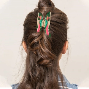 Lifelike trout fish hair claw clip with realistic pink and olive patterns for women
