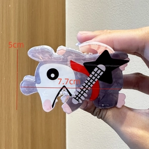 Cartoon singing opossum hair claw clip playing guitar, cute acrylic hair accessory for women