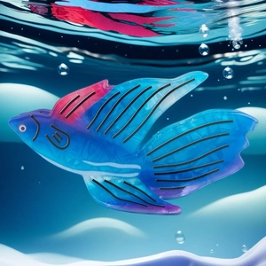 Detailed view of ocean-inspired flying fish hair claw clip with blue and purple gradients