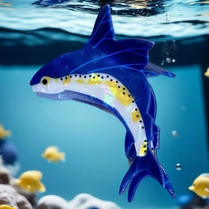 Pince à cheveux baleine bleue créative avec motif océan en acétate et design de nageoire