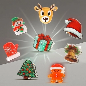 Set mit 8 festlichen Weihnachts-Haarclips mit Schneemann, Rentier und Nikolaus-Motiven