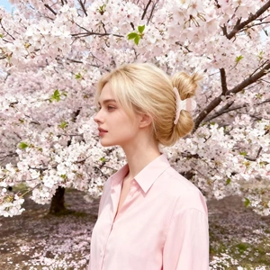 Pince à cheveux élégante en acrylique rose iridescent dans un décor de fleurs de cerisier