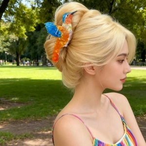 Creative hummingbird hair claw clip with colorful design for elegant styling