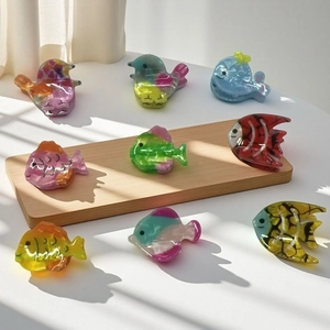 Acrylic Little Fish Hair Claw Colorful Marine Animal Mini Hair Clips Fashion Cartoon Tropical Fish Hair Accessory For Women Girls