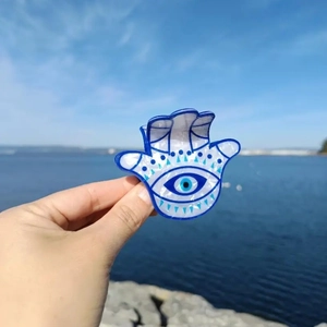 Blue Hamsa Evil Eye hair claw clip made of acetate for women in summer beach style