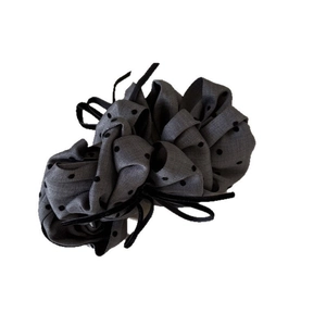 Grey polka dot bubble bow banana clip hair accessory with sweet butterfly knot detail