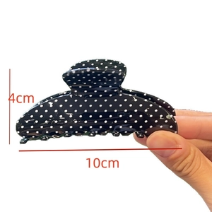 Pince à cheveux rétro noire à pois pour queue de cheval, dimensions 10cm de long