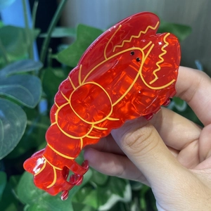 PVC Simulation Lobster Crab Shape Hair Claw Clip For Women Vacation Style Creative Large Non-Slip Hair Catch Barrette Accessory