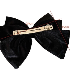 Elegante fermaglio per capelli grande con fiocco in velluto nero per donne