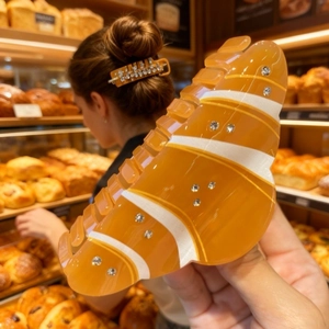 Molla per Capelli a Forma di Croissant Simulato in Acrilico con Strass Elegante Pinza per Capelli Accessori per Capelli per Donna Ragazza