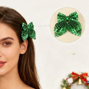 Fermaglio Capelli Fiocco Paillettes Lucido Clip Becco Anatra Natale Capodanno Festa Accessori Capelli Per Donna Ragazza Regalo