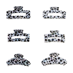 Pince à Cheveux Perlée Imprimé Vache Patte de Chat Grande Texture en Acétate Pince à Cheveux pour Femmes Accessoires Cheveux
