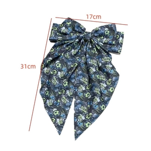 Grande barrette à nœud avec imprimé football et motif GOAL, 17cm sur 31cm, style sportif