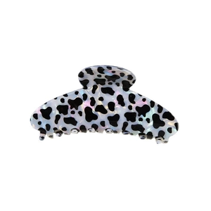 Pince à cheveux chic à motif léopard blanc avec un design nacré élégant et moderne