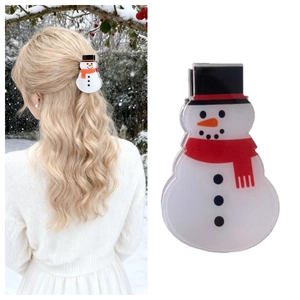 Cute Snowman Hair Claw Clip PVC Material Festive Winter Christmas Hair Accessories For Women Elegant Party Ponytail Holder Shark Clip