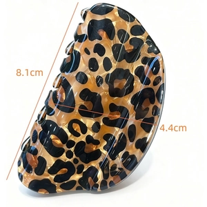 Leopard Print Hair Claw Clip Elegant Large Acrylic Half Round Shark Clip For Women Girls Vintage Ponytail Holder Hair Accessories
